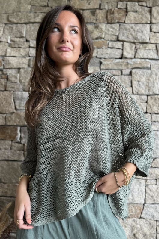 Conrad Grunge Loose Cotton Knit Khaki 